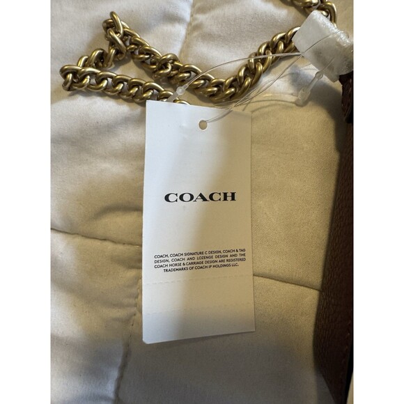 Coach Mila Crossbody Bag Polished Pebble Leather Merlot Gold Chain New with Tags - Picture 8 of 15